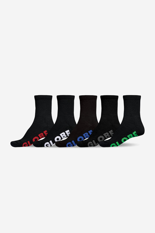 Large Stealth Crew Sock 5 Pack (12-15) - Globe Brand AU