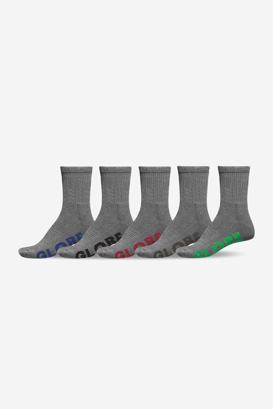 Large Stealth Crew Sock 5 Pack (12-15) - Globe Brand AU