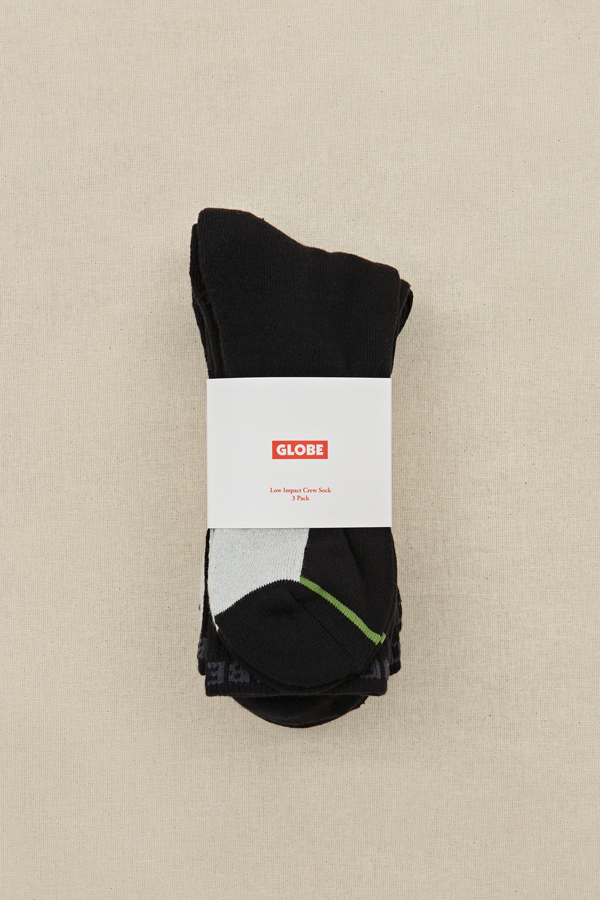 Low Impact Crew Sock 3 Pack, Apparel Globe Brand Australia