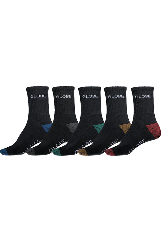 Ingles Crew Sock 5 Pack - Black/Assorted